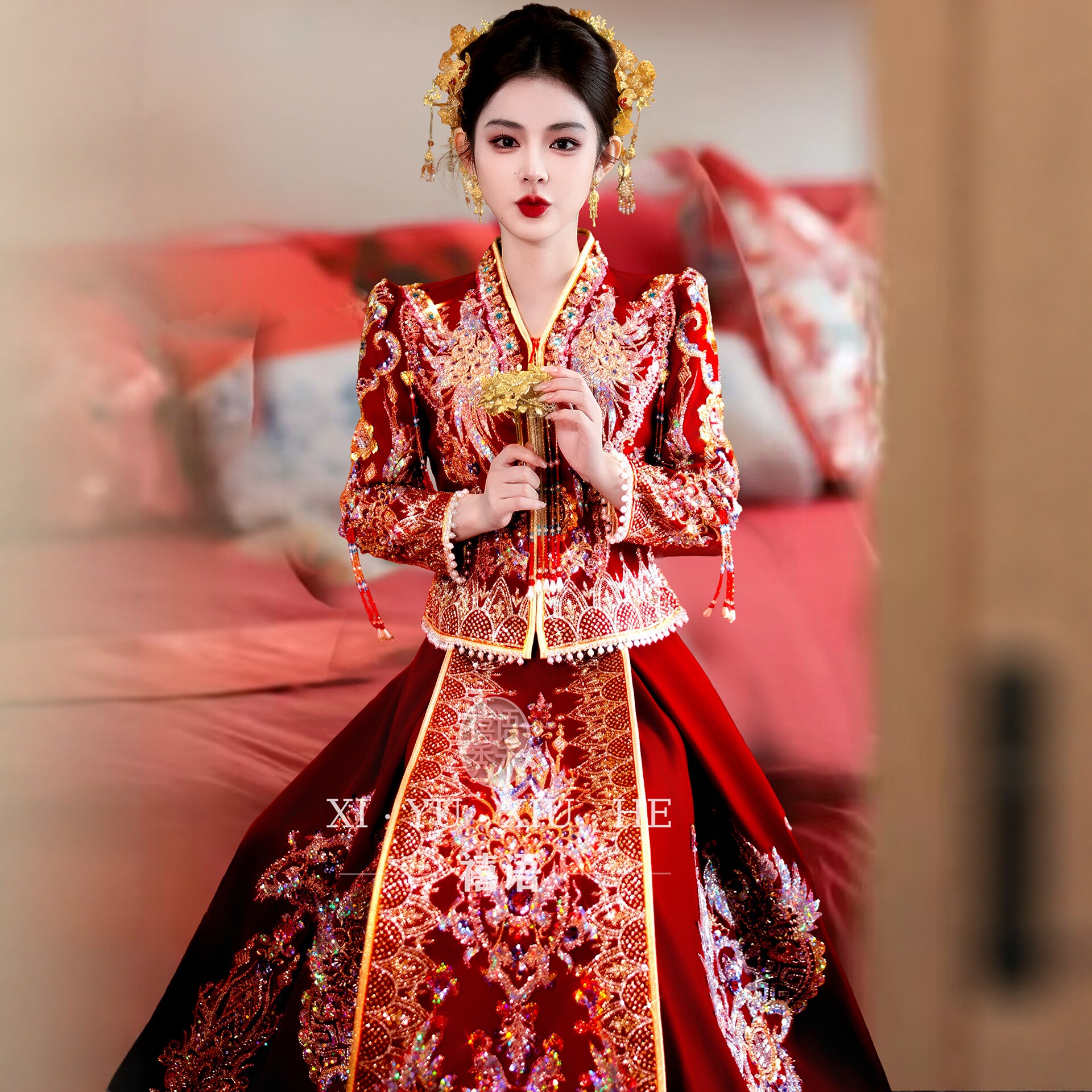 丝绒秀禾服2026新款新娘高端结婚礼服中式婚服新中式出阁重工嫁衣