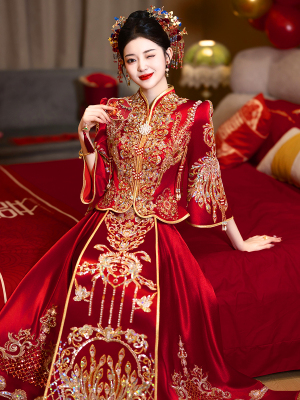 奢华2026新款红色结婚出阁服大码