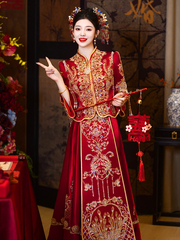 新娘秀禾服2024新款中式嫁衣红色高端婚服结婚出阁服修身秀和礼服