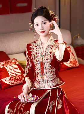 V领婚礼秀禾服新娘2026新款中式礼婚服结婚秀和服大码嫁衣小个子