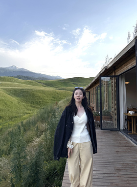 MOMENTHOME高端线复古做旧洗水翻领长袖牛仔外套男女同款