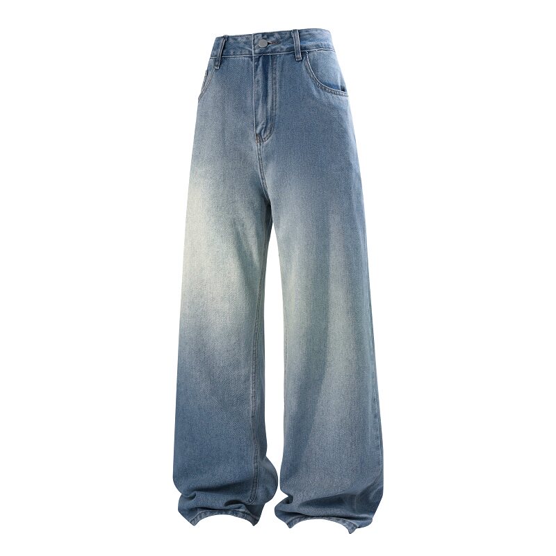 新款平铺牛仔裤男港风直筒裤日系复古阔腿裤无弹美式高街6236-P55，男装牛仔裤，星座1207-1