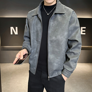新款店主风皮衣男潮流休闲夹克外套大码男装9976-大码P93小码P85图片