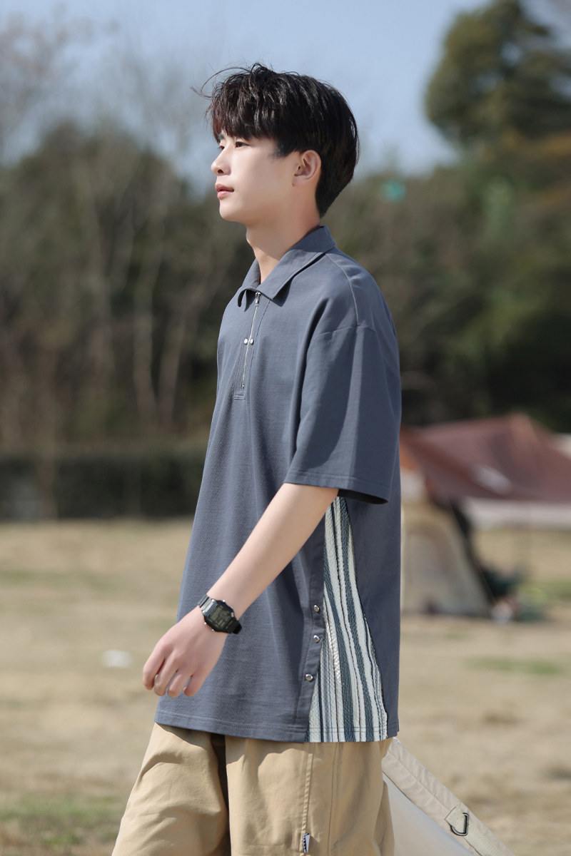 港风@宽松Polo衫男情侣中性男女T恤高端丝光冰爽棉K11-P45,男装Polo衫,星座1207-1