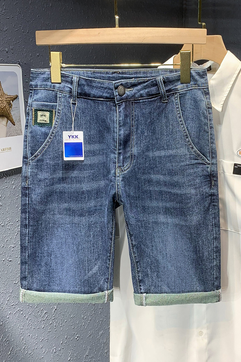抖音直播夏季牛仔短裤男刺绣弹力YKK拉链休闲五分裤DK6578-P60,男装牛仔裤,星座1207-1
