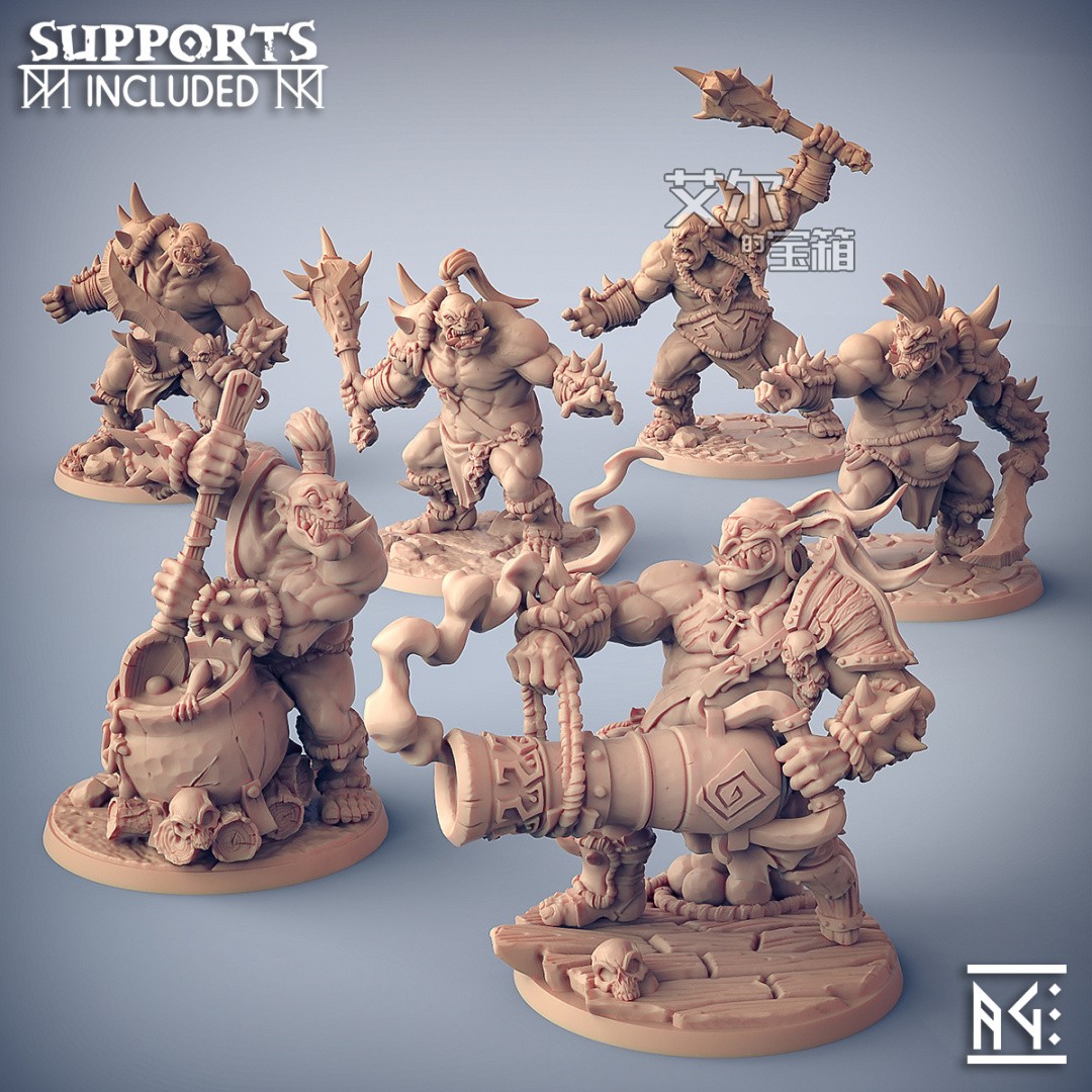 Z锤第三方欧克绿皮兽人食人魔掠夺者微缩模型gk白模涂装桌游棋子