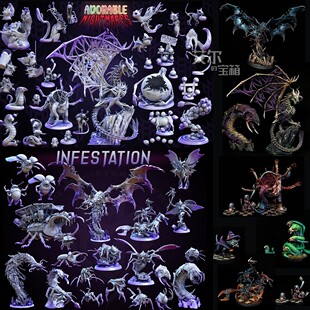 病毒传播虫王骷髅骨龙变异小熊猫魔法小猫宠物群桌游战棋子手办模
