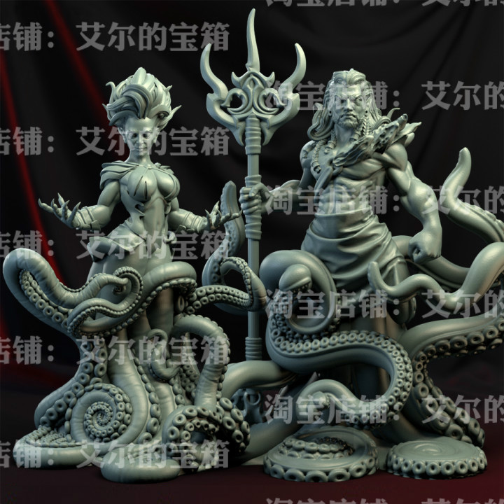 章鱼夫妇 微缩模型 gk白模 涂装 桌游棋子指代 战棋