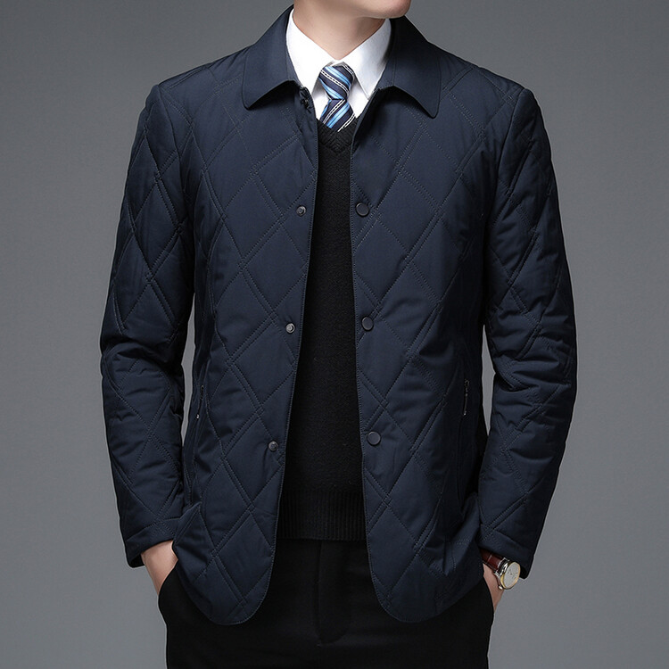 中老年薄款棉衣男大码爸爸装翻领保暖外套爷爷加棉夹克