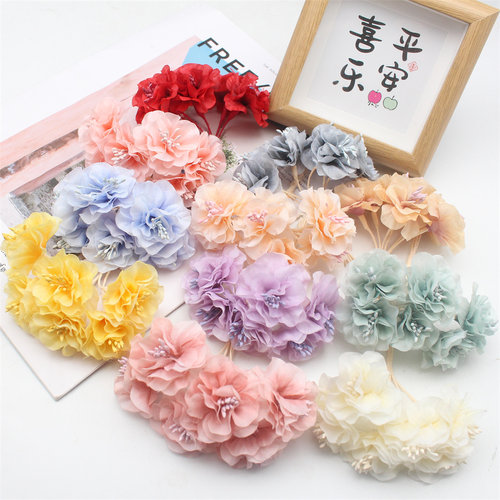 仿真花diy手工配件花环材料家居装饰花油画小牡丹 喜糖盒头饰配件