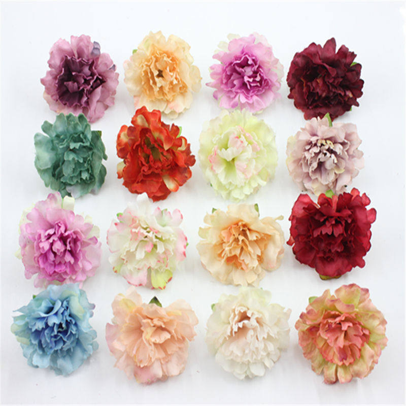 DIY 仿真新款 康乃馨绢花 假花 小花头 珠帘泡沫花球 拍摄道具