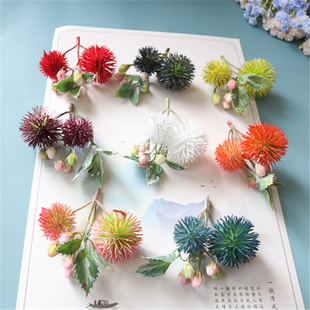 diy仿真花头三叉乾坤球假花绢布花 圣诞藤圈花环手工材料装饰花