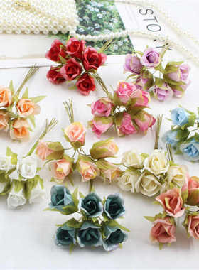 ins风格仿真DIY花环森系头饰 玫瑰花苞绢布带铁丝小花束花环材料