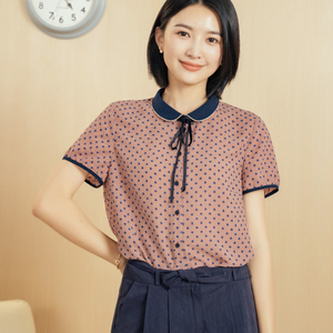 2025夏季洋气女小翻领雪纺衬衫