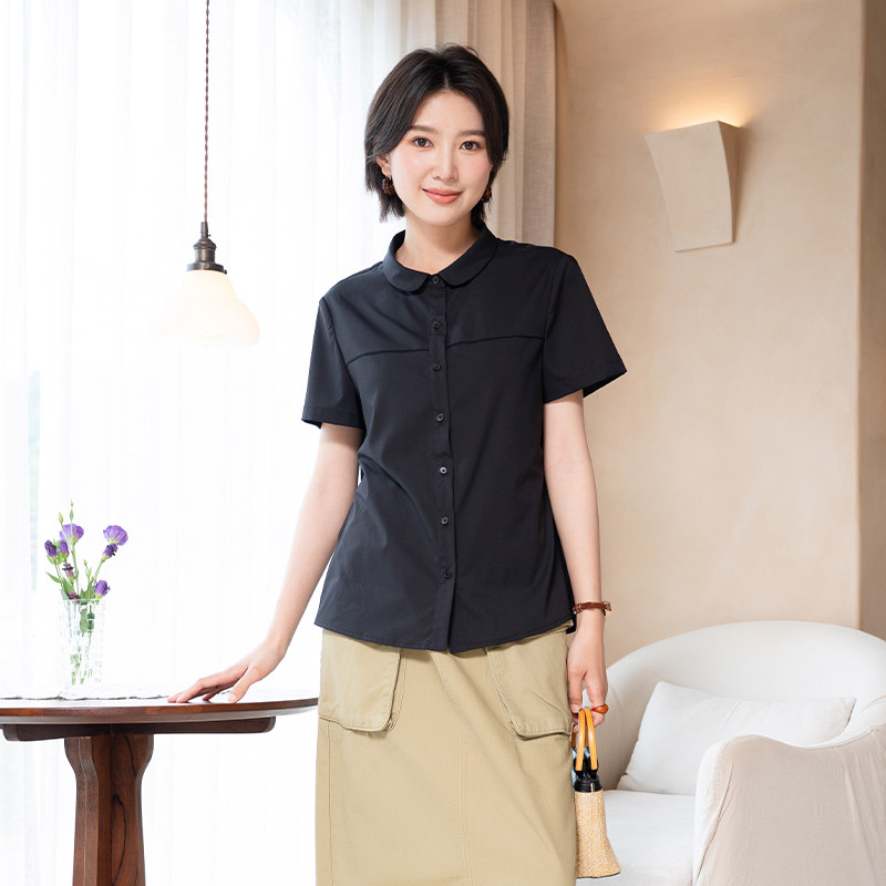 YUN韫夏季通勤蕾丝单排扣衬衫
