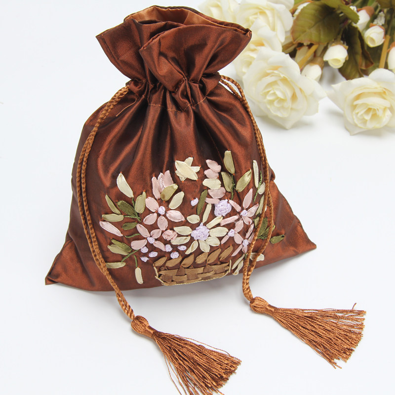 韩版丝带绣香包袋 丝绸香袋 香囊空袋自制薰衣草香包多色礼品袋