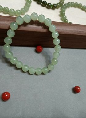 天然手串冰晴白水圆珠手串玉石手链8m素圈