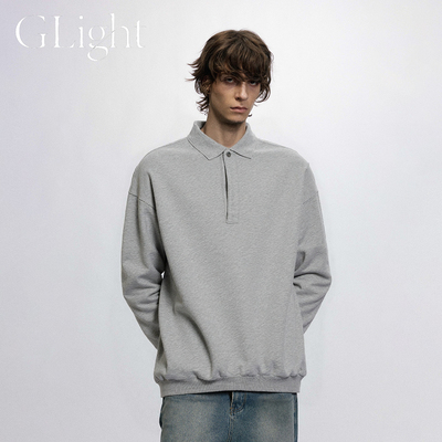 GLight美式休闲polo领卫衣