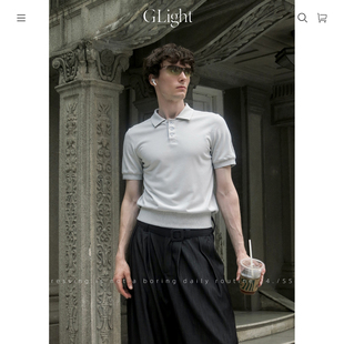 Light美式 男夏季 翻领POLO衫 T恤短宽休闲纯色百搭上衣 针织衫 短袖