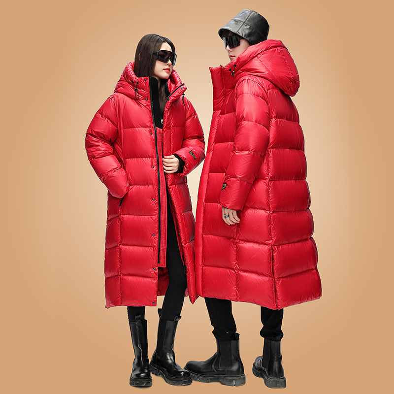 原版质量黑金羽绒服新款2023加厚长款过膝羽绒服情侣男女款鹅绒