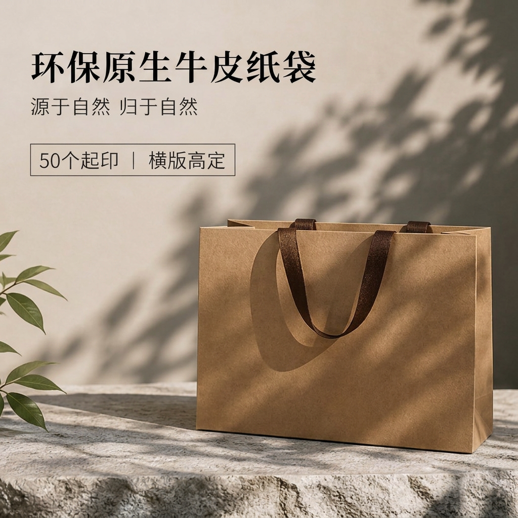高档牛皮纸袋手提袋定制印刷logo女装服装店环保购物袋加厚礼品袋
