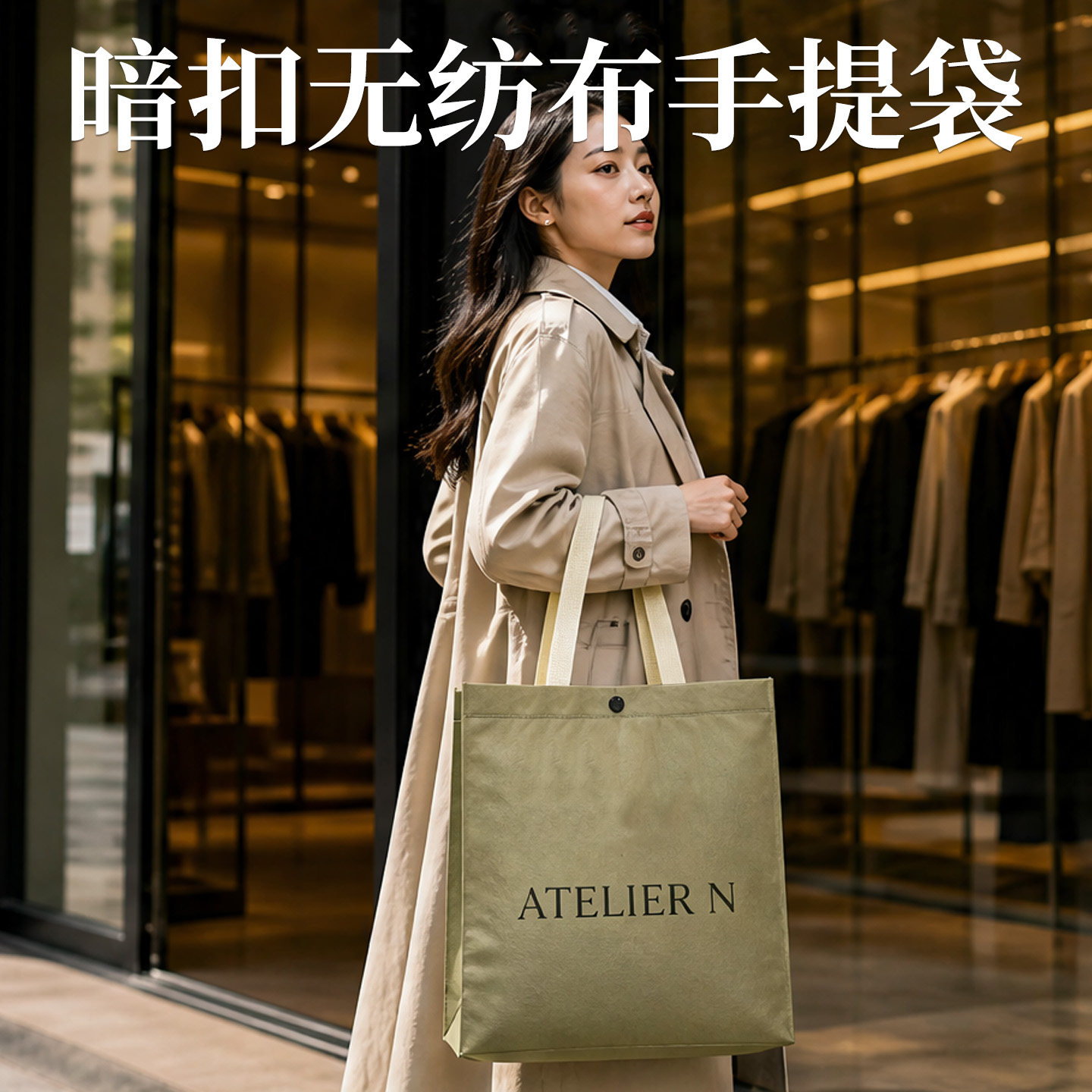 无纺布袋定制印logo服装店手提袋宣传广告袋带暗扣环保加厚购物袋
