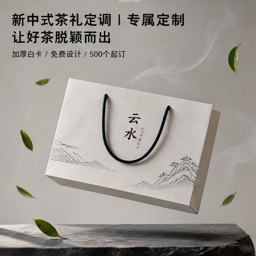 茶叶店专用礼盒包装袋免费定制印刷logo高档礼品袋手提袋加厚纸袋