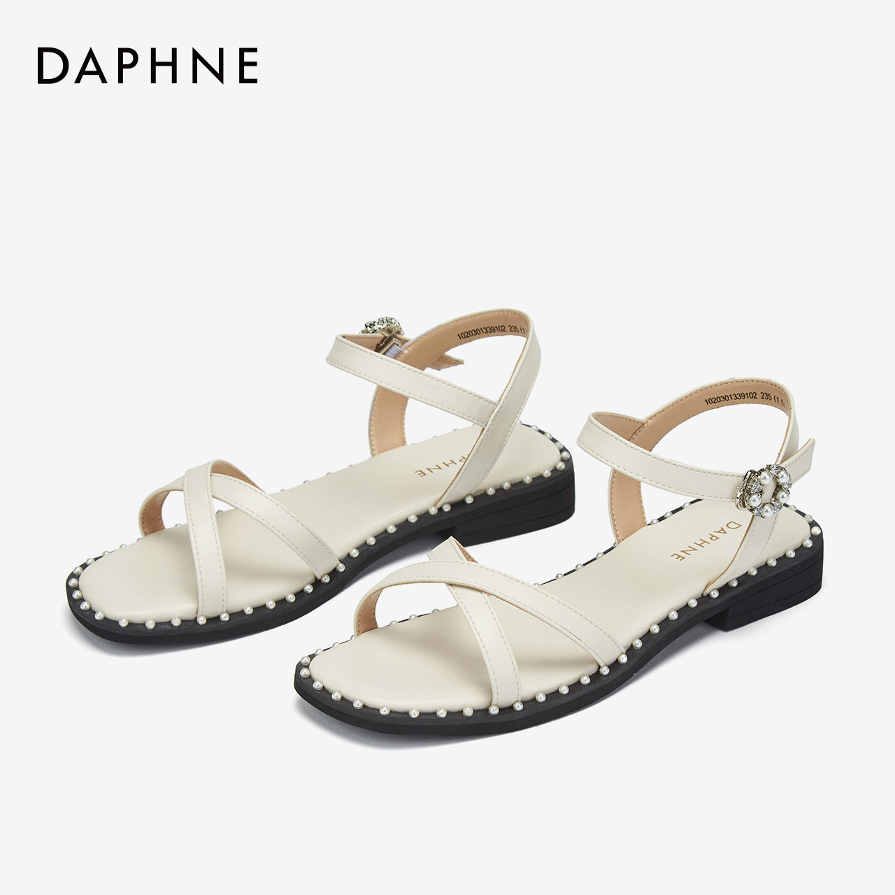 Daphne 2020 summer new pattern Women's Shoes student Versatile overlapping Vamp Latest fashion Flat heel Toe Pearl Sandalsin the Women's Shoes, Sandals  category - from Buy2taobao.com to provide professional Taobao agent buy service