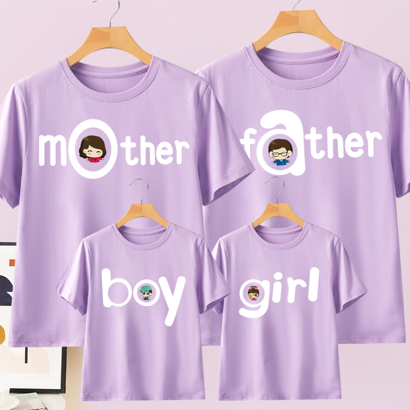 特别亲子装一家三口夏款T恤母子装夏装一家四口纯棉短袖2023新款