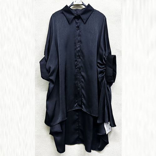 不规则单排扣衬衫宽松百搭衬衣