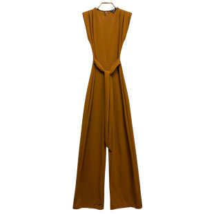 气质垂感休闲阔腿连体裤 百搭圆领无袖 新款 外贸原单180高个子女装