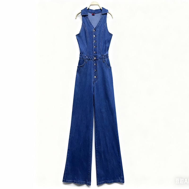 休闲宽松阔腿牛仔连体裤