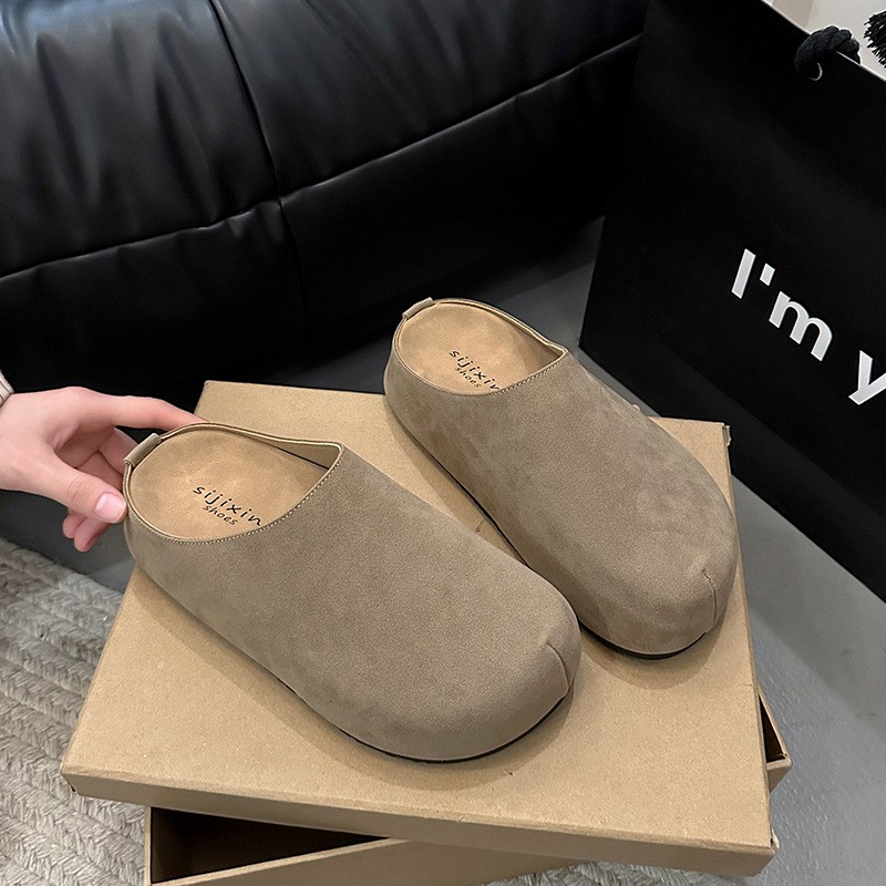 进口热风勃肯鞋女鞋子2025年爆款春秋百搭软平底休闲一脚蹬博肯拖