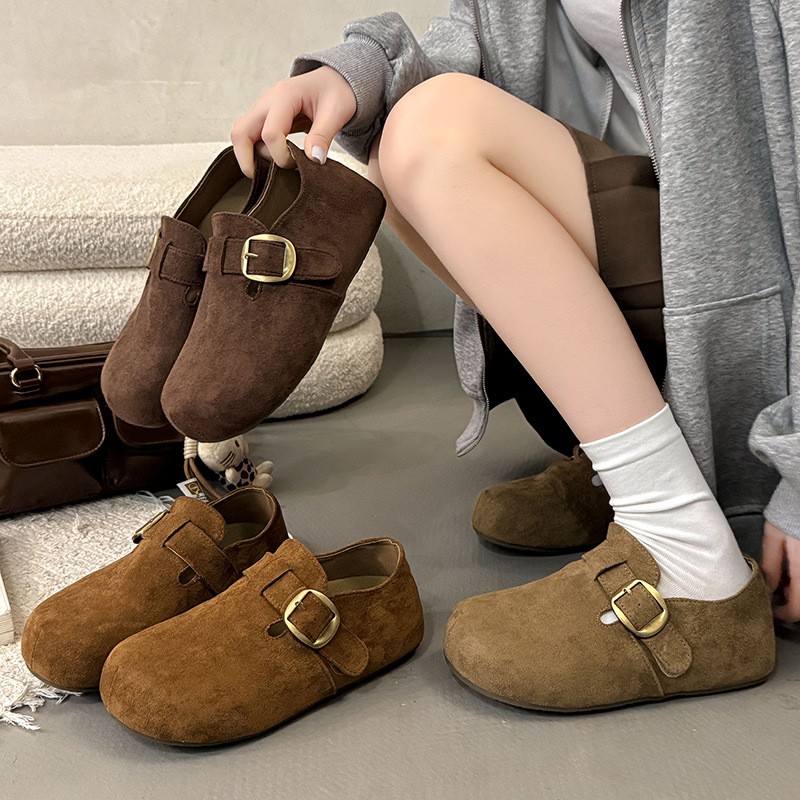 进口厚底勃肯鞋女2025年秋季新款一脚蹬懒人外穿复古百搭博肯鞋单