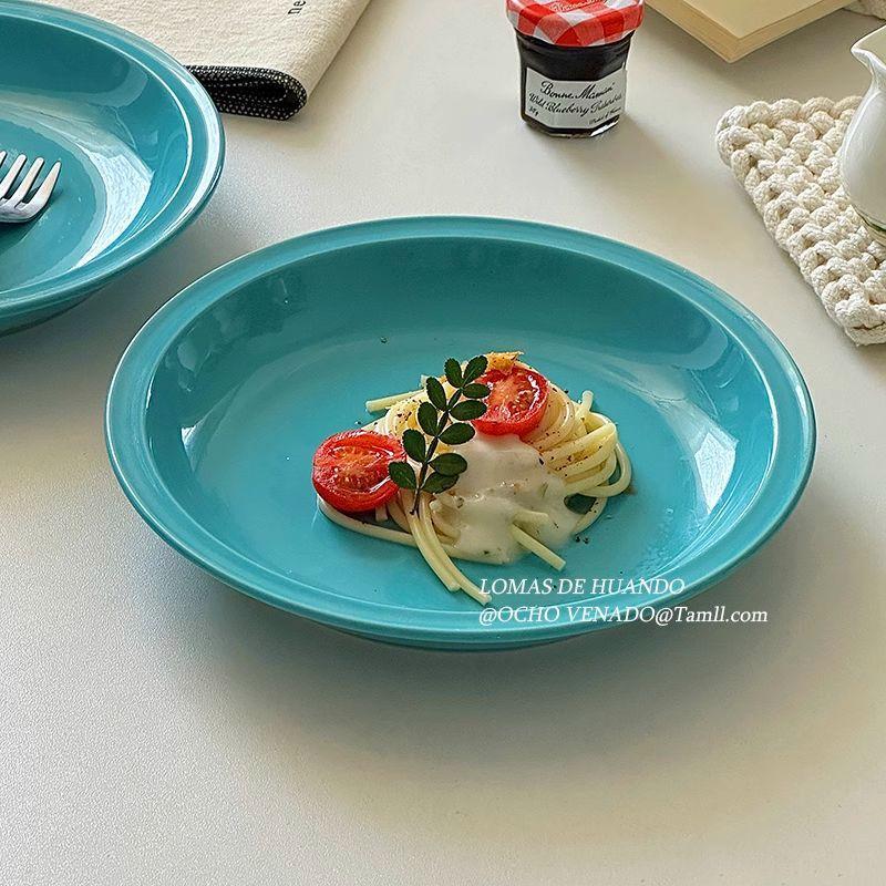 德国进口海蓝色ins风高级感甜品盘子菜盘意面盘西餐私房菜沙拉水