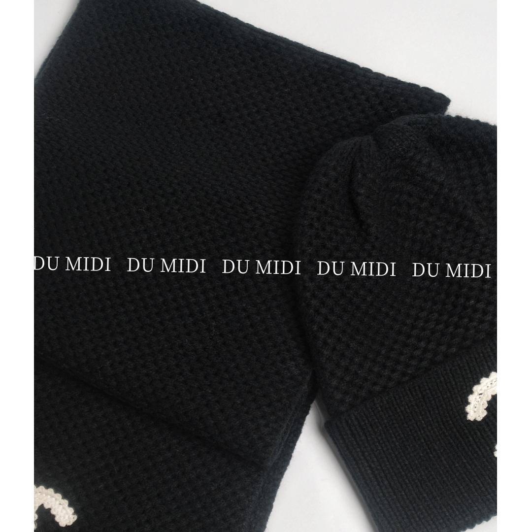 24B新款黑白灰菠萝斜纹双c毛线帽