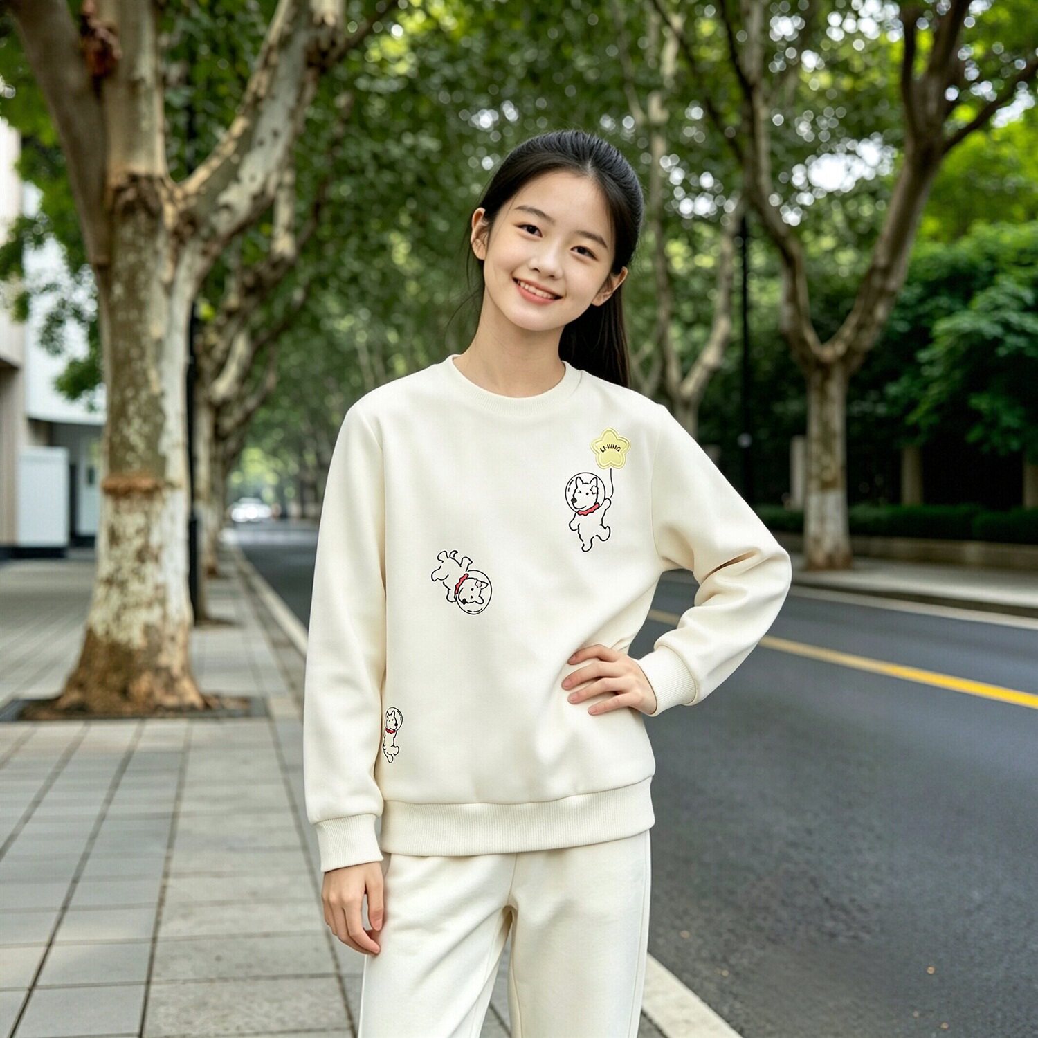 李宁儿童圆领亲肤舒适卫衣