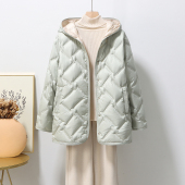 宽松显瘦百搭小个子连帽外套 内胆大码 2025新款 轻薄羽绒服女中长款