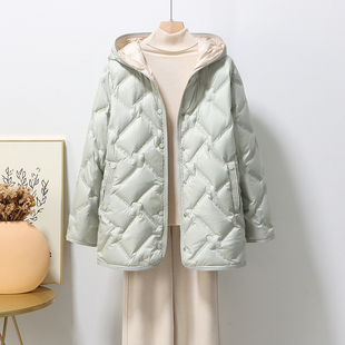 宽松显瘦百搭小个子连帽外套 内胆大码 2025新款 轻薄羽绒服女中长款