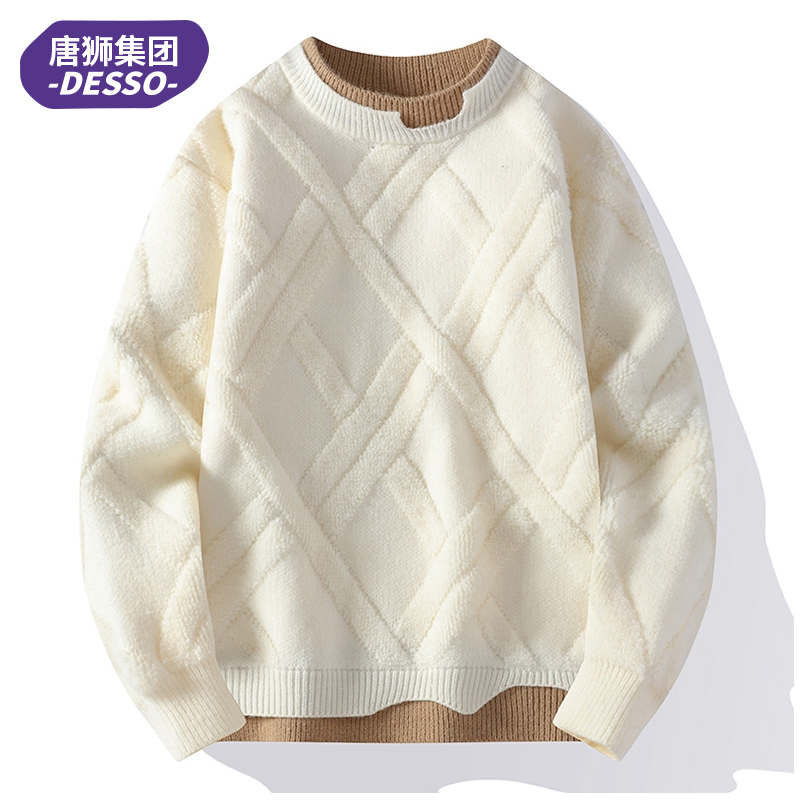 唐狮集团DESSO毛衣男半高领打底衫秋冬季潮流加厚保暖假两件上衣