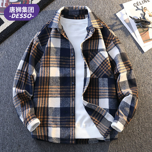 宽松衬衫 唐狮集团DESSO男士 休闲百搭长袖 2025复古格子新款 春夏季