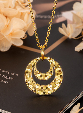 水贝金店同款沙金碎碎冰圆环相扣项链女款爆闪高级感锁骨链送女友