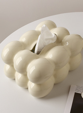 轻奢极简风纸巾盒设计感摆件装饰品创意陶瓷抽纸盒ins风家居