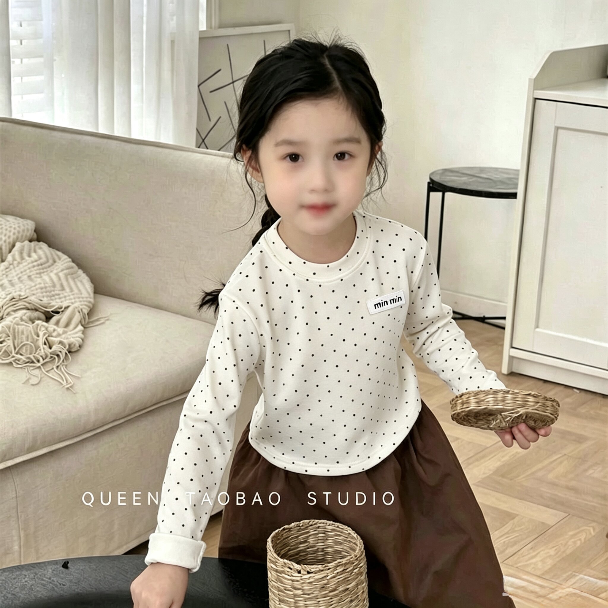 亲子装女童韩版波点长袖T恤2026秋季新款儿童打底衫宝宝上衣女孩t