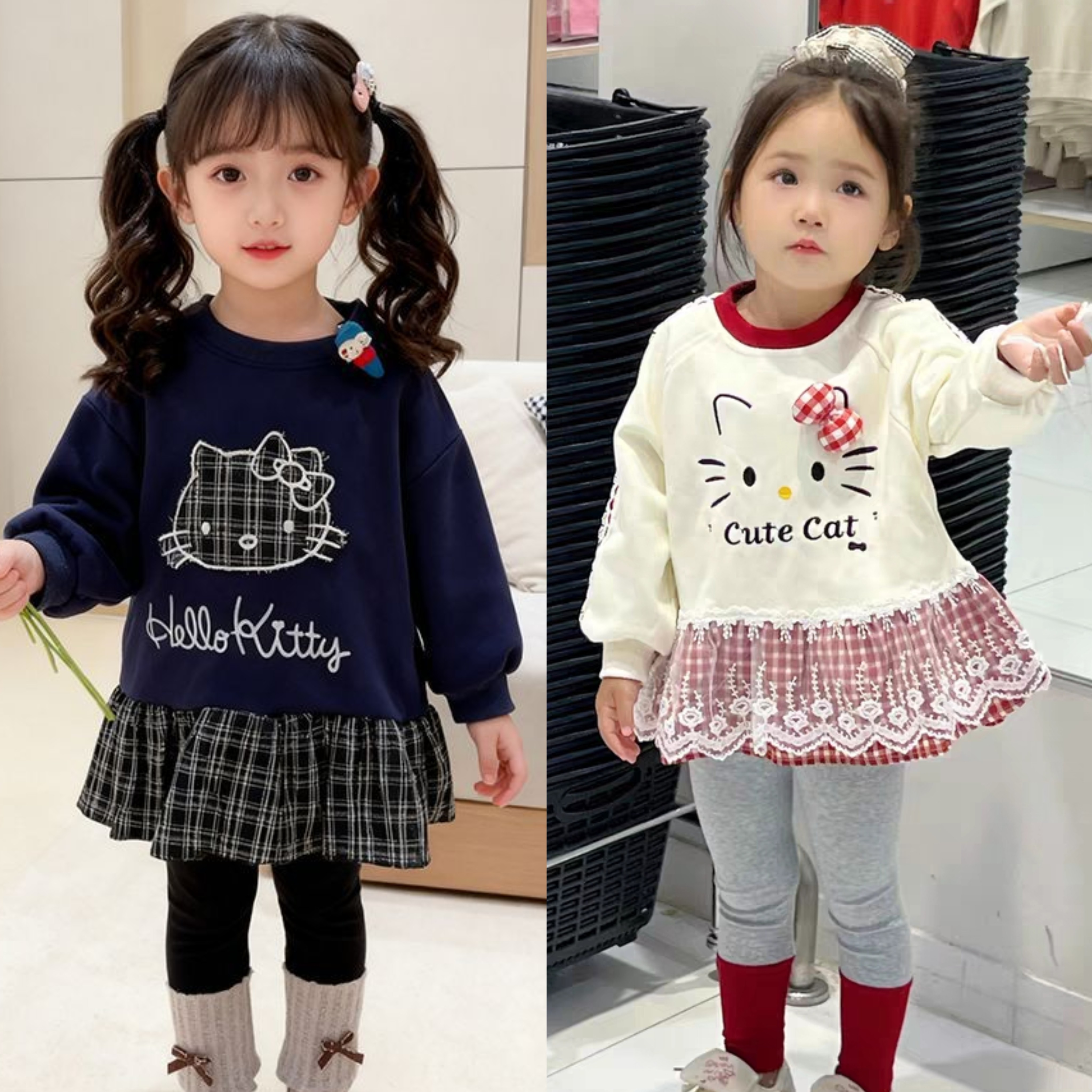 女童套装2026新款可爱宝宝卫衣小童打底裤春秋儿童kt猫衣服两件套