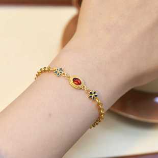 Paula 珐琅烧蓝花丝凤华小蓝花手链 S008