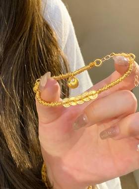 重生小元宝Paula新中式国潮风五帝钱盘缠平安喜乐小胖福手链F005