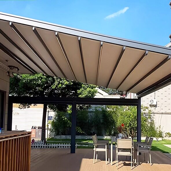 电动折叠天幕智能伸缩式雨棚户外庭院楼顶防晒挡雨蓬铝合金遮阳棚