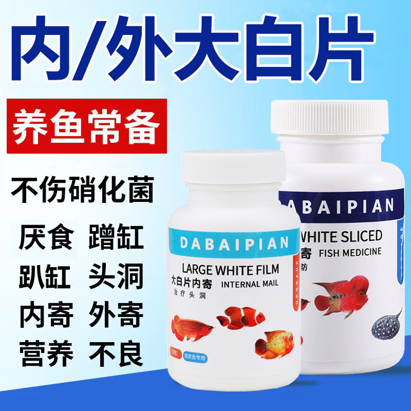 正品英国大白片鱼药头洞凸眼鹦鹉鱼内外寄生虫白便趴缸龙鱼药厌食