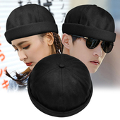 全封口棉质大头围瓜皮帽子男简约复古雅痞帽百搭潮嘻哈街舞地主帽